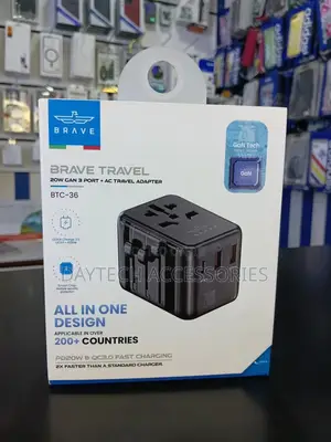 Brave BTC-36 20w Fast Travel Charger, 3-Port Gan Ac Adapter