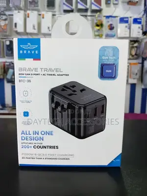 This Is a Brave Travel 20w Gan 3-Port Ac Travel Adapter (Model BTC-36)