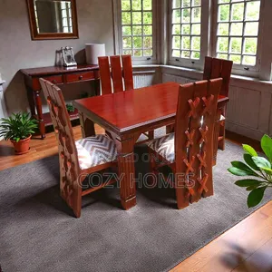 Dining Set a Graceful Walnut Brown 4 Seater Dining Set Available