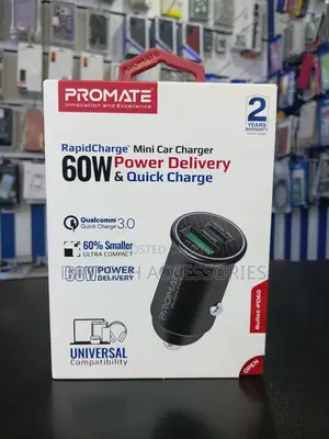 Promate Mini Car Charger With 60w Quick Charge 3.0 (Bullet-Pd60)