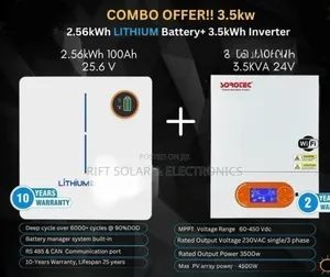 3.5kva Hybrid MPPT Inverter - 2.56kwh Lithium Battery Combo