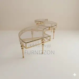 Luxury Gold Moon Coffee Table With Glass Surface