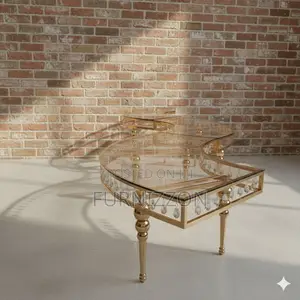 Modern Gold Moon Table With Transparent Glass Surface