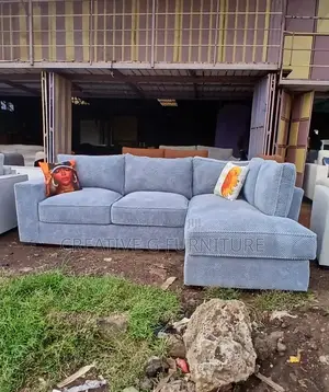 A Fancy Gray L-Shape Bubble Sofa