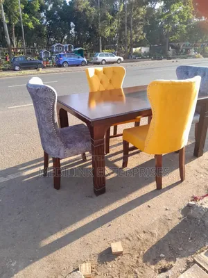 Wooden Upholstered Dinner Table Set