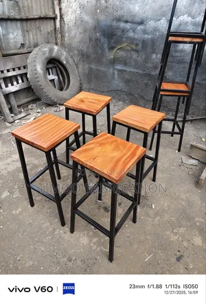High Stools With Hardwood Seats