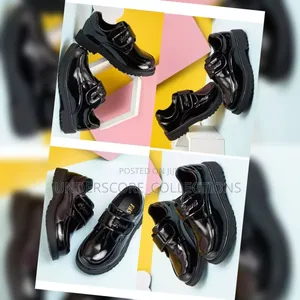 Trendy Unisex Black Oxford Leather School Shoes