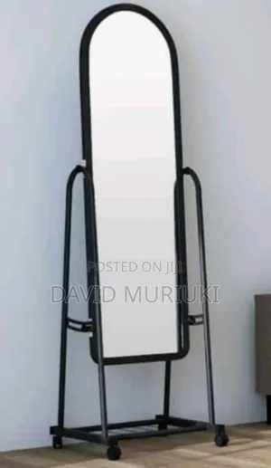 White Full Length Dressing Mirror With Wheels and Large Shoes Rack