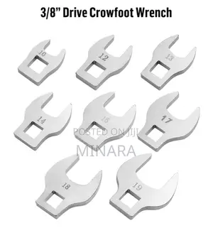 8 Pcs, Crowfoot Wrench Set, 3/8" Drive, Flare Nut Spanner Set,10–19mm