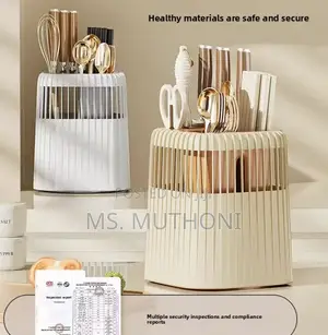 Multi-Functional Rotating Knife Utensil Rack