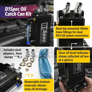 D1spec Universal Oil Catch Can Kit for PCV Engine System