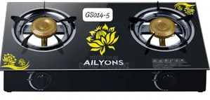 Ailyons Glass Table Top 2burner Black