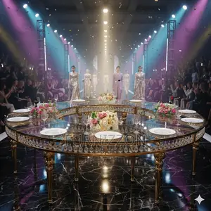 Stylish Gold Circular Table for Wedding Decor