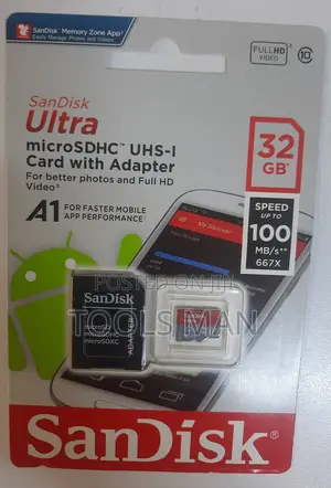 Sandisk Ultra 32gb Micro-SDHC Memory Card.A1 Class 10 Full Hd 100mb/S