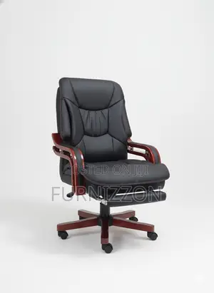 Executive Height Adjustable Black High-Back Leather Office Chair