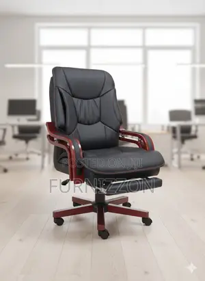 Executive High-Back Ergonomic Office Chair Black Leather Finish