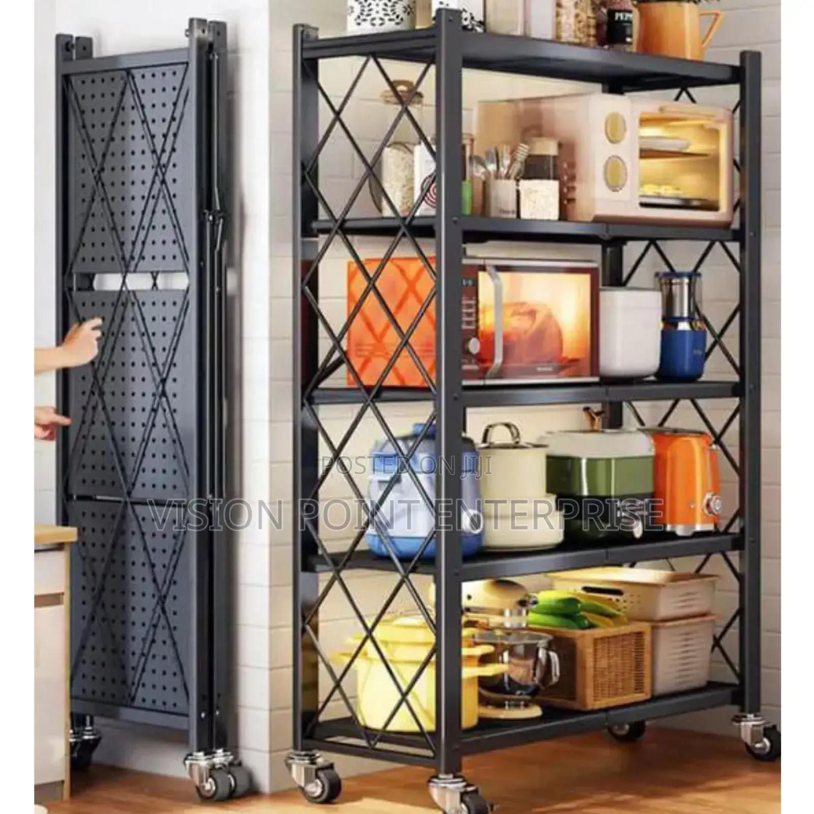 Foldable Kitchen Rack With Wheels