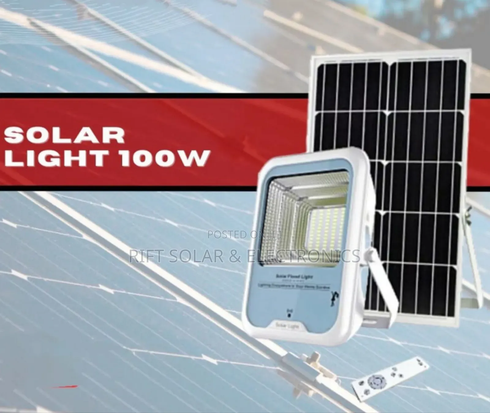 100 Watts Solar Floodlight With Maximum Light Sensor 12 HRS Straight