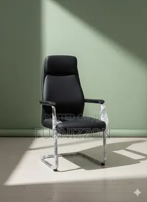 Contemporary Black Leather Office Chair for Visitors and Meetings