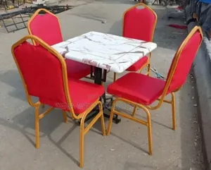 Affordable 4 Piece Dining Set With Red, Comfortable Chairs