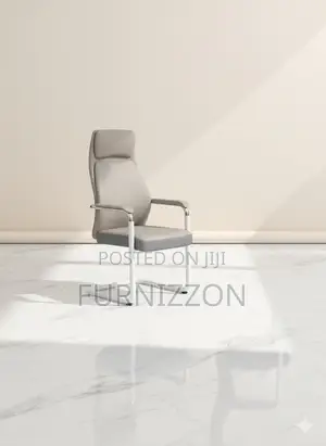 Modern Office Meeting Grey Leather PVC Bow Visitors Chair