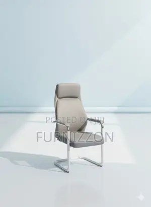 Contemporary Meeting Room Grey Leather Bow Office Chair