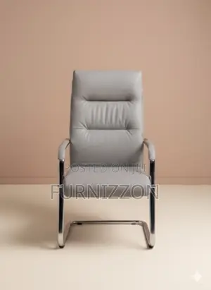 Professional Boardroom Visitors Chair Grey Leather Iron Base