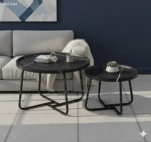 Stylish Black Metal Coffee Tables – Set of Two