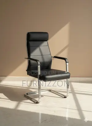 Multifunctional Arm Executive Office Chair Black Leather PVC