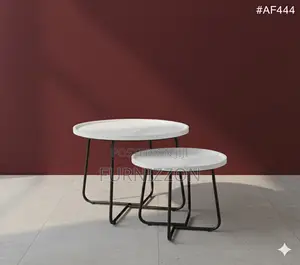 Lightweight White Metal Tea Tables (2 Pieces)