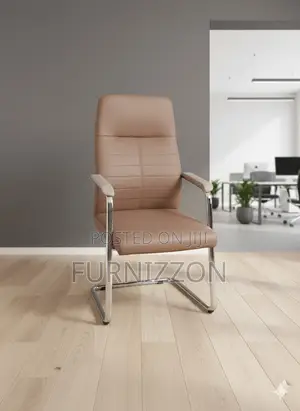 Modern Sled Base Executive Office Chair Brown Leather