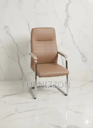 Modern Boardroom Brown Leather PVC Executive Chair With Sled Base