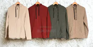 Casual Hooded Zip Sweatshirt - Maroon, Grey, Cream White