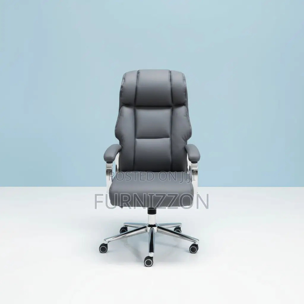 Professional High-Back Executive Office Chair Grey Leather