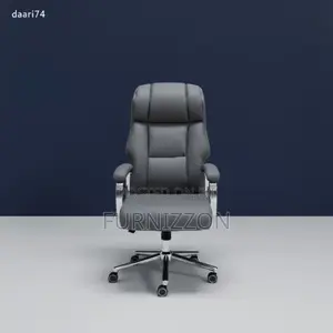 Modern High-Back Executive Chair Grey Leather Padded