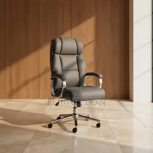Executive Padded High-Back Grey Leather Office Chair