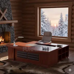 Spacious L-Shaped Wooden Executive Desk