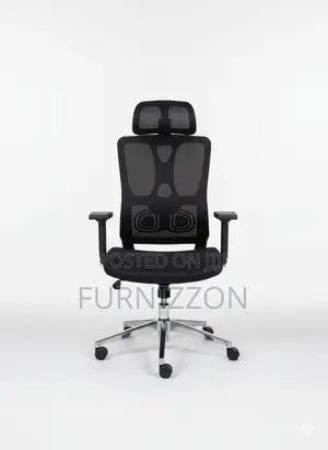 Adjustable Black High-Back Ergonomic Mesh Swivel Chair With Headrest