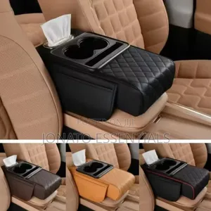 Car Armrest Cushion Pad With Cup Holders and Tissue Box