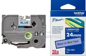 Brother 24mm X 8m Black on Blue Label Tape