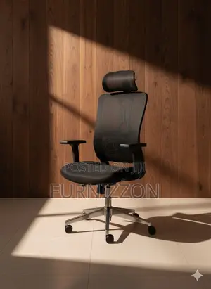 Modern Full Mesh Black Office Chair With Headrest and Swivel