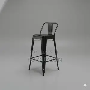 Tolix Low-Back Bar Stool With Metallic Stand