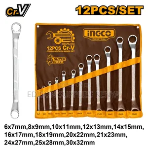 Offset Ring Spanner Ingco Double Ring Wrench Spanners Set 12pcs CRV