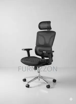 Height Adjustable Black Swivel Office Mesh Chair With Headrest