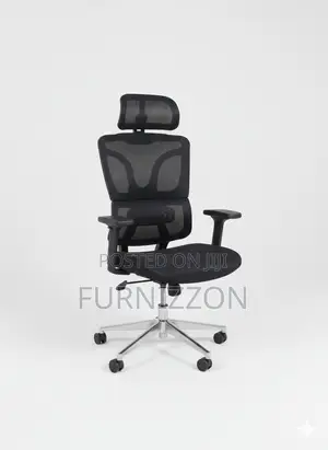 Modern Black Mesh Office Chair With Headrest, Swivel, and 3d Armrest