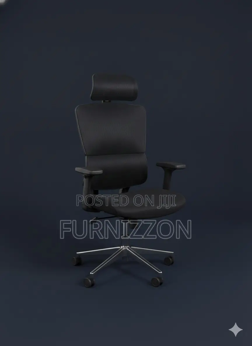 Black Mesh Swivel Office Chair With Headrest and 3d Armrest Design