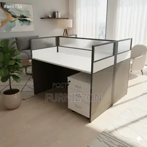 Ergonomic 2-Person Office Workstation With Glass Partition