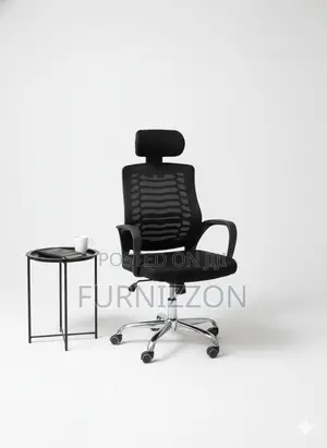 Black Executive Mesh Swivel Office Chair With Adjustable Height