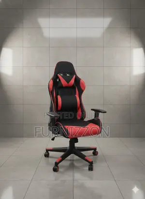Modern Red Gaming Chair With Neck Support and Swivel Base