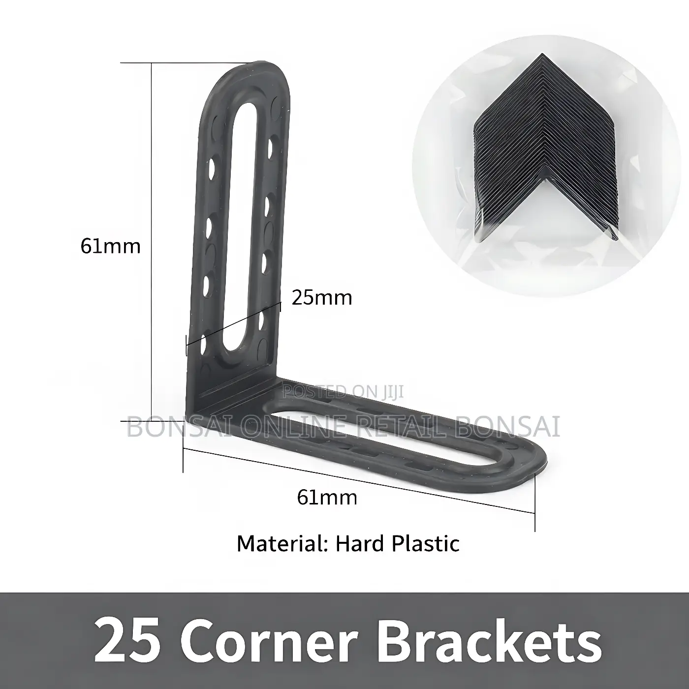 25pcs L Shape Plastic Corner Brackets Furniture Support Angle Fixer